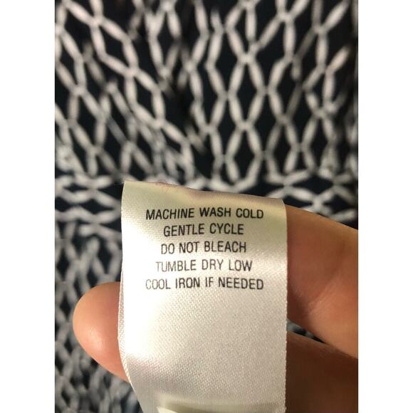 Signature by Robbie Bee Navy Blue Hot Pink White Patterned Work Dress Medium - Picture 3 of 5